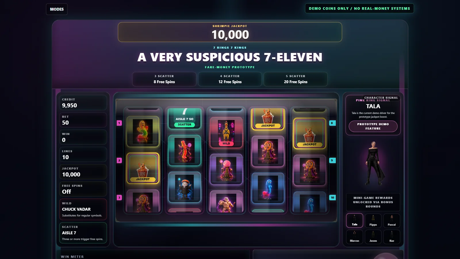 Slot machine mid-spin with wild and jackpot symbols